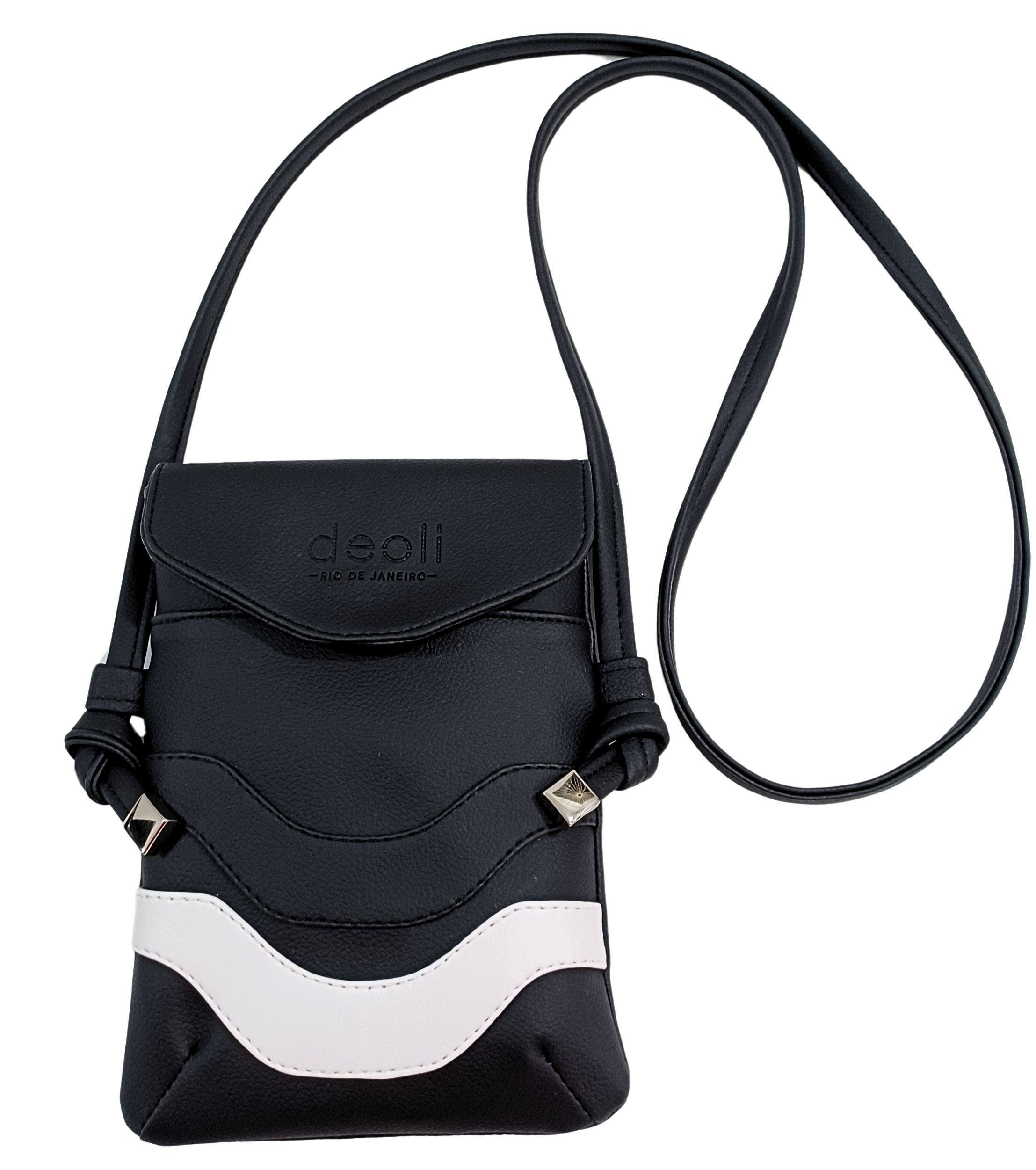 bolsa tiracolo shoulder preto e branca copacabana